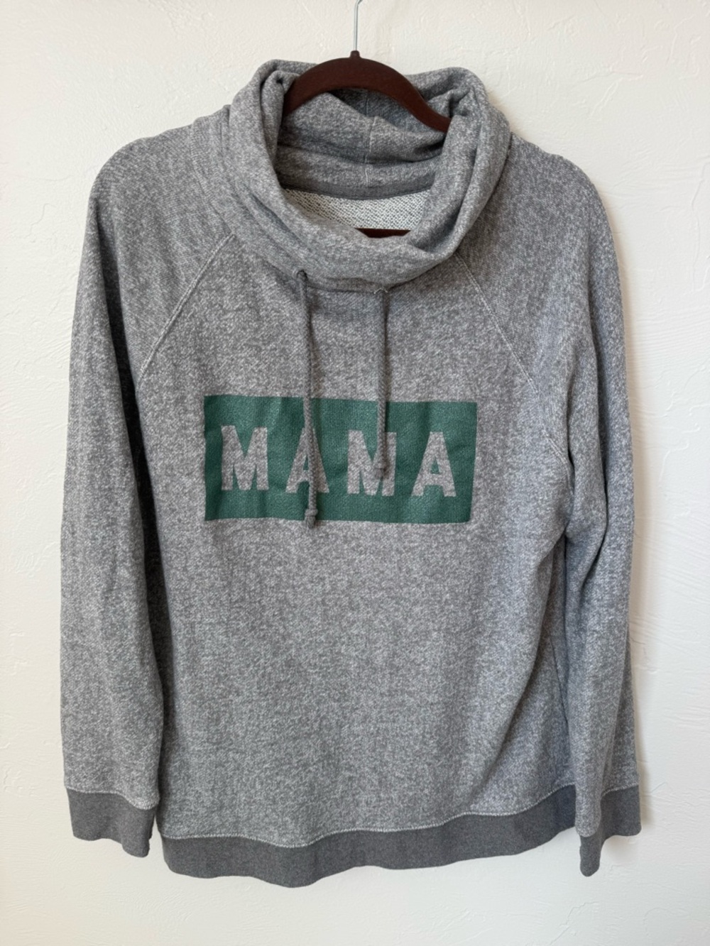Gray 'MAMA' Cowl Neck Sweater